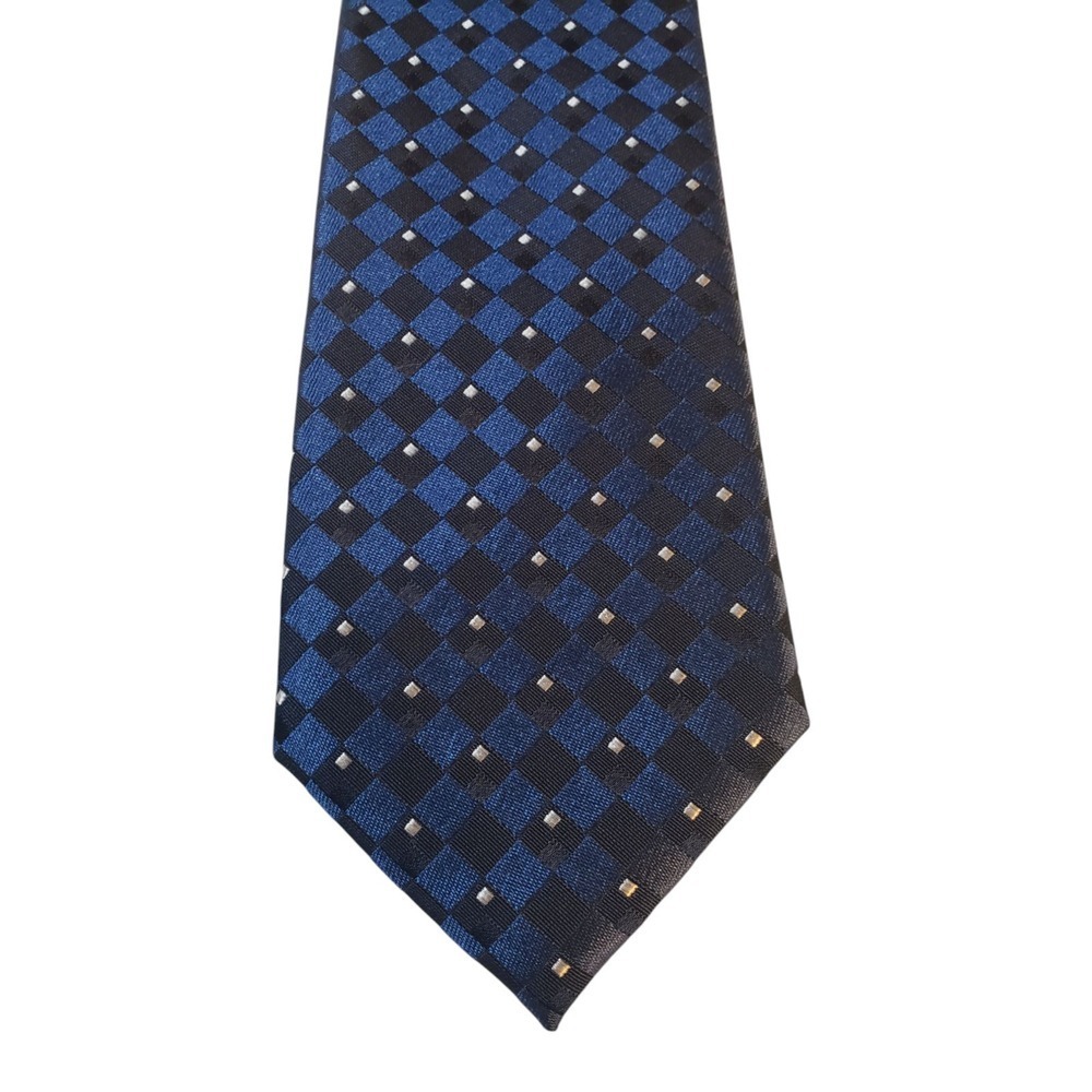 Michael Kors Mens Tie Necktie Designer Luxury Blue Silver Geometric Businesscore